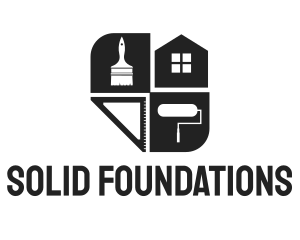 Black - Construction House Paintbrush logo design