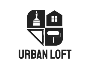 Loft - Construction House Paintbrush logo design
