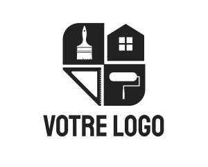 Rental - Construction House Paintbrush logo design