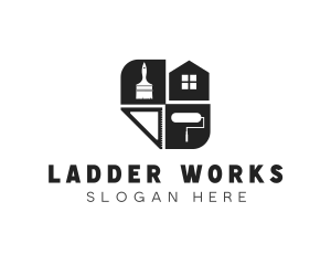 Construction Home Paintbrush logo design