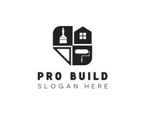 Construction Home Paintbrush logo design