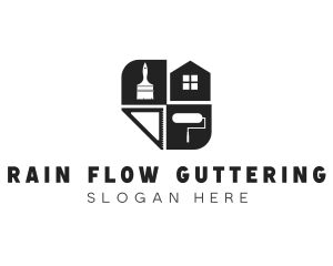 Guttering - Construction Home Paintbrush logo design