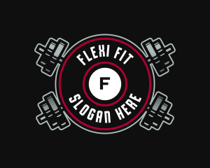 Fitness Workout Barbell logo design