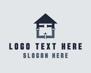 Water Droplet - Plumbing House Pipe logo design