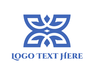 Fashion Store - Blue Floral Emblem logo design
