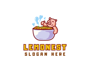 Pork - Pork Noodles Tub logo design