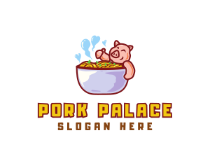 Pork - Pork Noodles Tub logo design