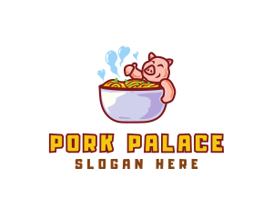 Pork Noodles Tub logo design