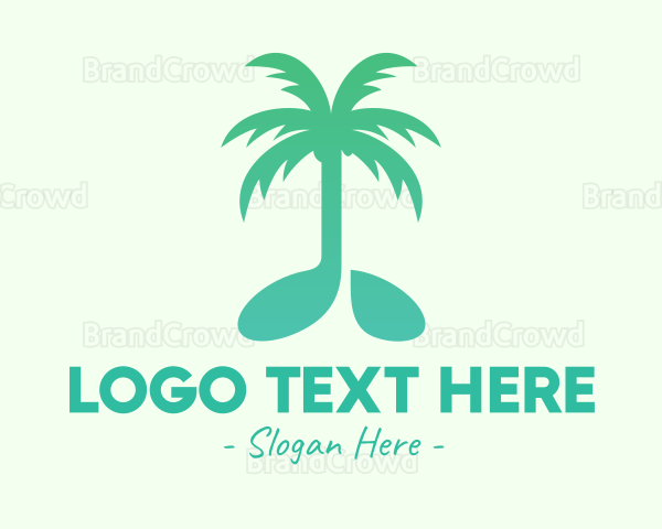 Teal Coconut Tree Music Note Logo