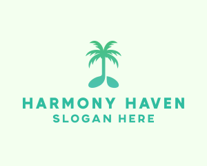 Melody - Teal Coconut Tree Music Note logo design