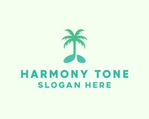 Tone - Teal Coconut Tree Music Note logo design