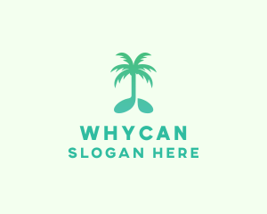 Vacation - Teal Coconut Tree Music Note logo design