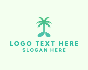 Tune - Teal Coconut Tree Music Note logo design