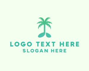 Music - Teal Coconut Tree Music Note logo design