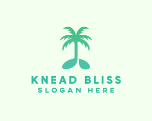 Teal Coconut Tree Music Note logo design