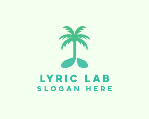 Teal Coconut Tree Music Note logo design