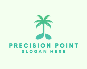 Teal Coconut Tree Music Note logo design