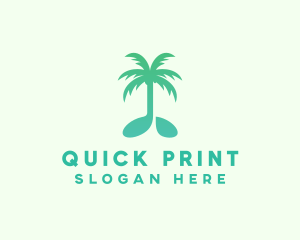 Teal Coconut Tree Music Note logo design