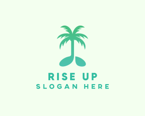 Teal Coconut Tree Music Note logo design