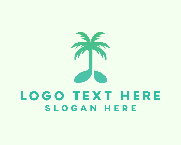 Tone - Teal Coconut Tree Music Note logo design