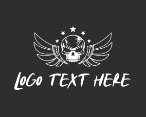 Vintage - Evil Skull Wings logo design