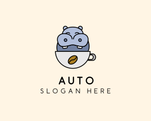 Coffee - Cute Hippo Cafe logo design