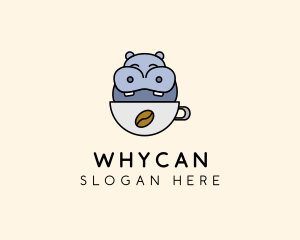 Coffee - Cute Hippo Cafe logo design