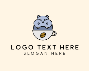 Caffeine - Cute Hippo Cafe logo design