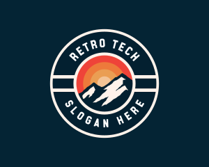 Retro Mountain Hiking logo design