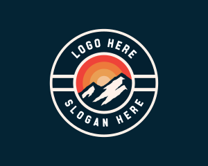 Retro Mountain Hiking Logo