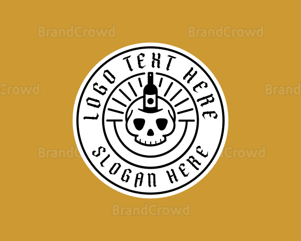 Hipster Skull Liquor Logo