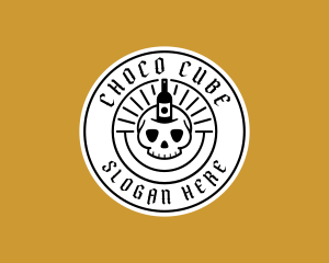 Hipster Skull Liquor Logo