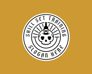 Hipster Skull Liquor Logo