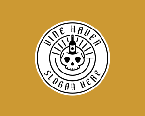 Hipster Skull Liquor logo design