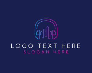 Podcast - Headphone Sound Music logo design