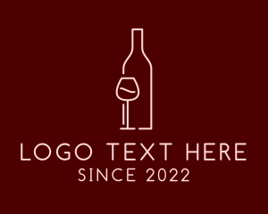 Red Wine - Minimalist Wine Bottle Glass logo design