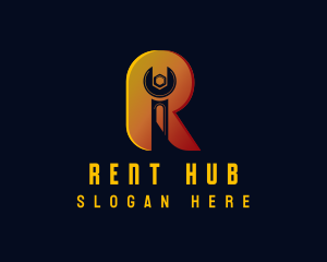 Handyman Wrench Letter R logo design