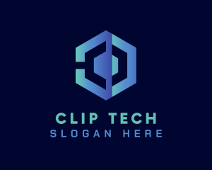 Blue Digital Tech Letter C logo design