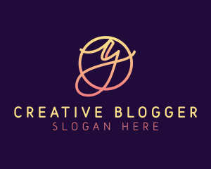 Blogger - Cursive Calligraphy Letter Y logo design