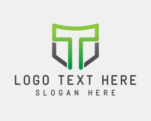 Futuristic - Tech App Shield Letter T logo design
