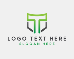 Digital - Tech App Shield Letter T logo design