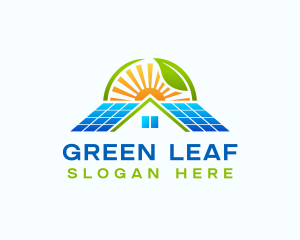 Solar Panel Roof Leaf logo design