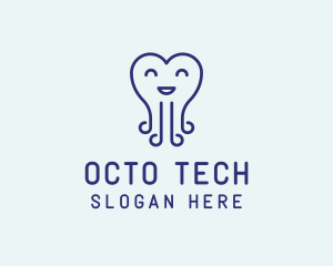 Heart Octopus Seafood logo design