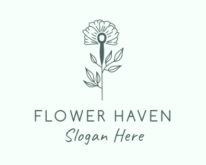 Tulip Flower Needle logo design