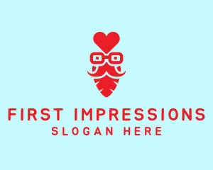 Red Hipster Love logo design