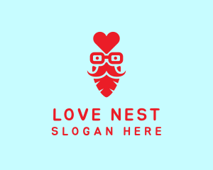 Red Hipster Love logo design