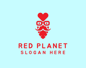 Red Hipster Love logo design