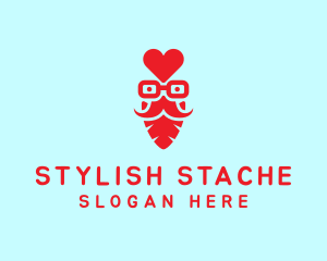 Red Hipster Love logo design