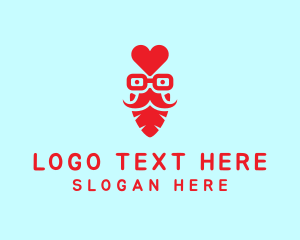 Heart - Red Hipster Love logo design