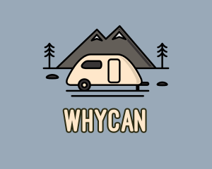 Trekking - Camper Van Mountain logo design